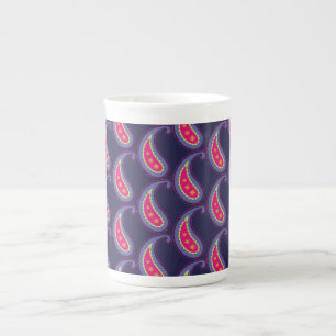 Purple and Pink Paisley Bone China Mug