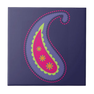 Purple and Pink Paisley Ceramic Tile