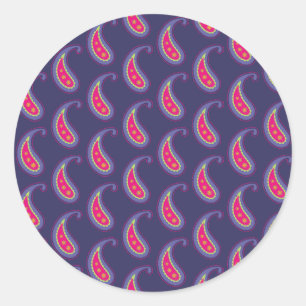 Purple and Pink Paisley Classic Round Sticker