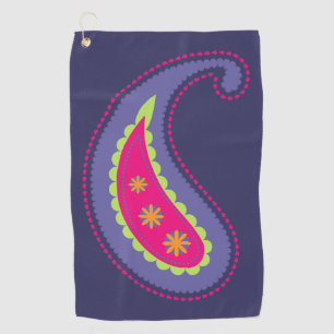 Purple and Pink Paisley Golf Towel