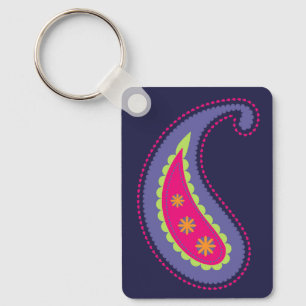 Purple and Pink Paisley Key Ring