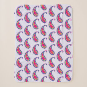 Purple and Pink Paisley Sherpa Blanket
