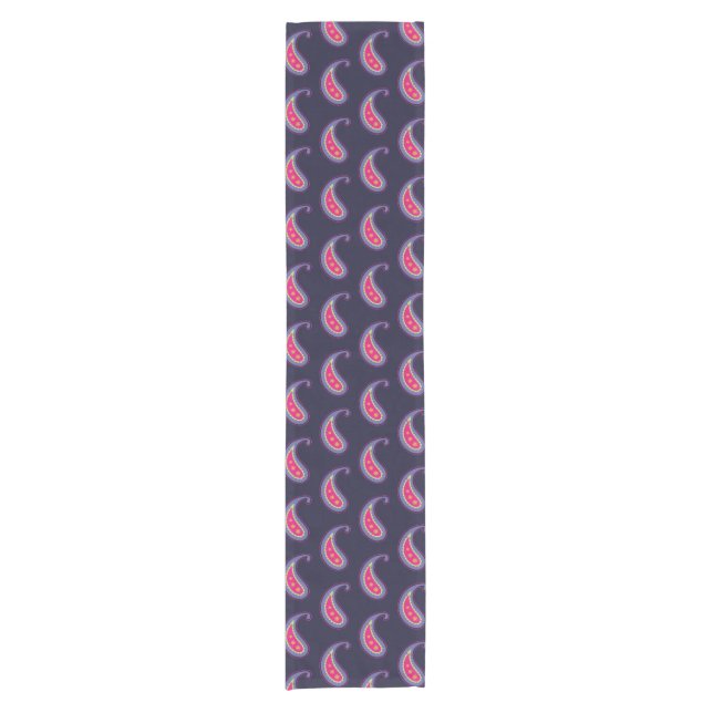 Purple and Pink Paisley Short Table Runner (Front)