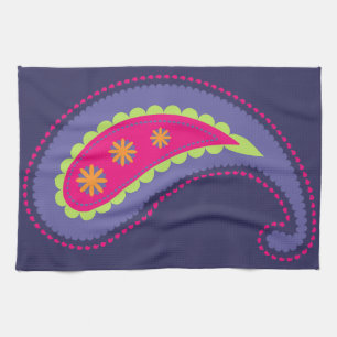 Purple and Pink Paisley Tea Towel