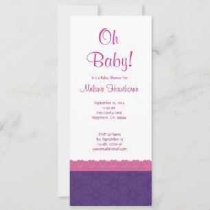 Purple and Pink Pattern Girl Baby Shower V21 Invitation