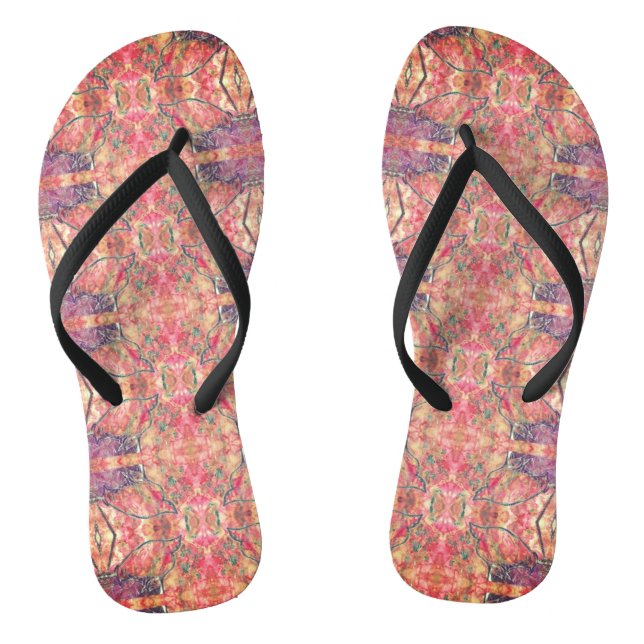 Purple and pink pattern thongs (Footbed)