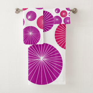 Purple and Pink Pinwheels Bath Towel Set