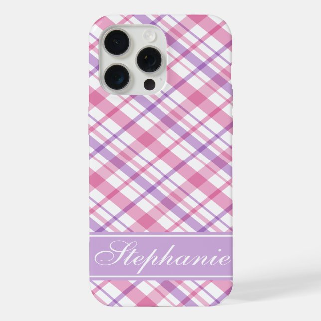 Purple and Pink Plaid Pattern iPhone Case (Back)