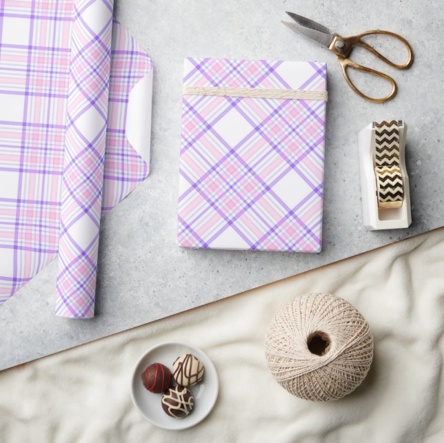 Purple and Pink Plaid Pattern  Wrapping Paper (Crafts)