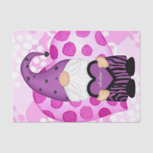 Purple and Pink Polka Dots Valentine Gnome Tissue Paper