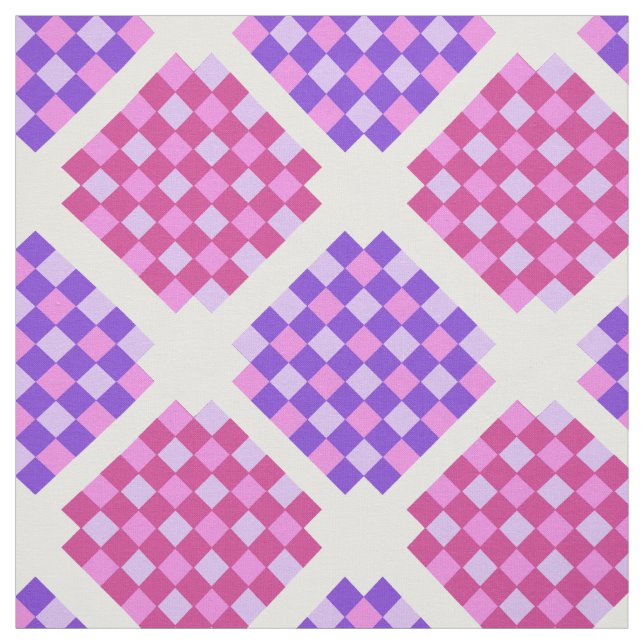 Purple and pink quilt blocks fabric (Swatch)