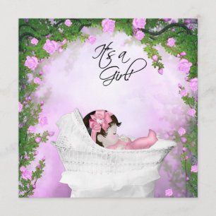 Purple and Pink Rose Baby Girl Shower Invitation