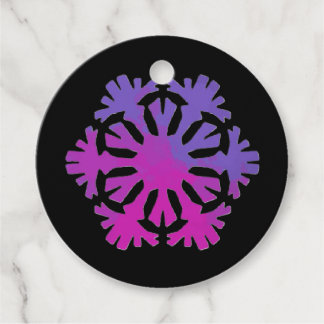 Purple and pink snowflake favour tags