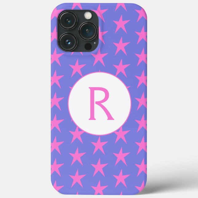 Purple and Pink Stars Initial Case-Mate iPhone Case (Back)