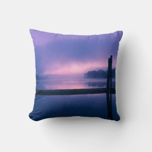 Purple and Pink Sunrise Water Landscape Reflection Cushion