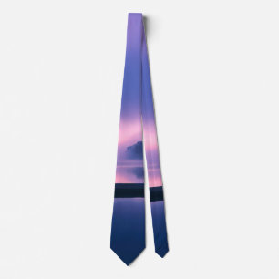 Purple and Pink Sunrise Water Reflection Tie