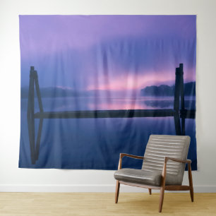 Purple and Pink Sunrise Waterfront Tapestry