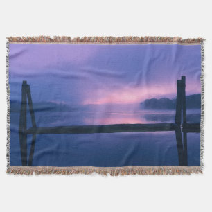 Purple and Pink Sunrise Waterfront Throw Blanket