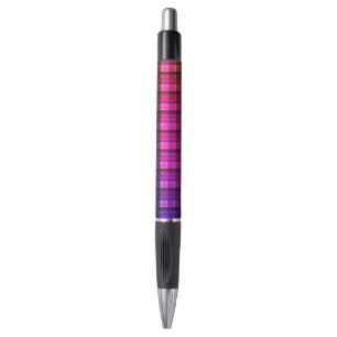 Purple And Pink Tartan, Black Ink Pen