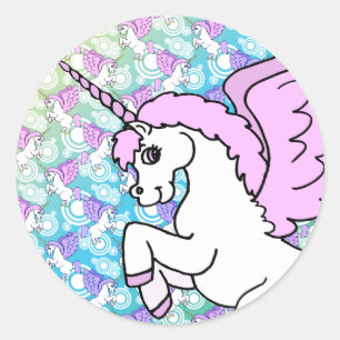 Purple and Pink Unicorn Pattern Classic Round Sticker