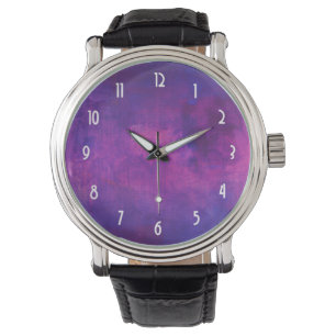 Purple and Pink Watercolor Abstract Background Watch