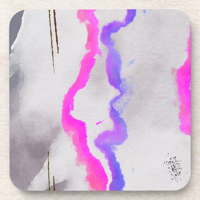 Purple And Pink Watercolor Abstract Coaster (Front)
