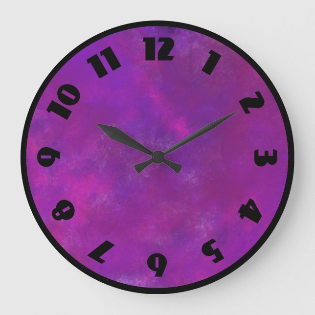 Purple and Pink Watercolor Abstract Texture Large Clock (Front)