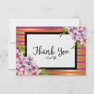 Purple and Pink Watercolor Magnolia Thank You Card
