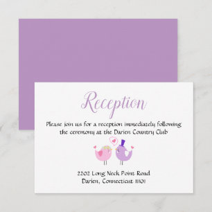 Purple And Pink Wedding Reception Lovebirds Invitation