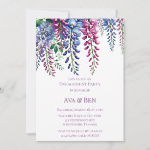 Purple and Pink Wisteria Engagement Party Invitation