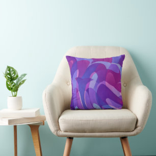 Purple and Plum Abstract Art Throw Pillow