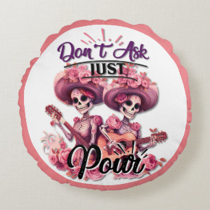 Purple and Pretty Sugar Skull  Round Cushion