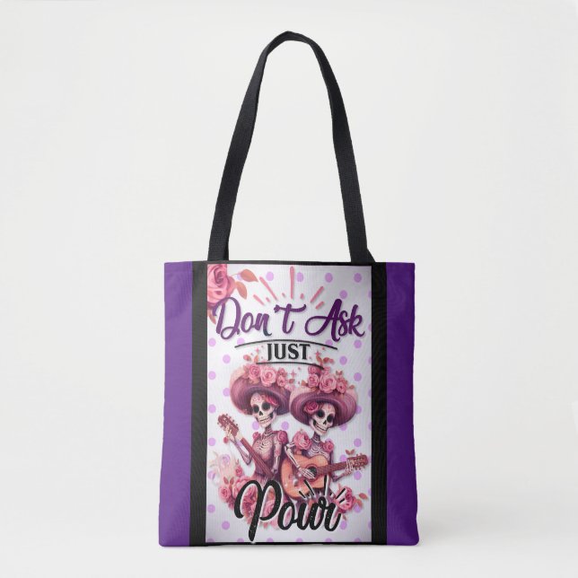 Purple and Pretty Sugar Skull Tote Bag (Front)