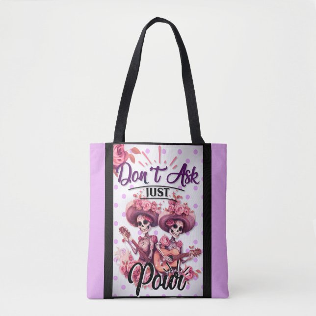 Purple and Pretty Sugar Skull Tote Bag (Front)