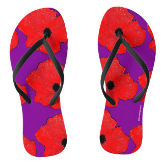 Purple and Really Red Poppy Thongs