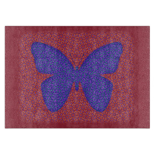 Purple and Red Butterfly Cutting Board
