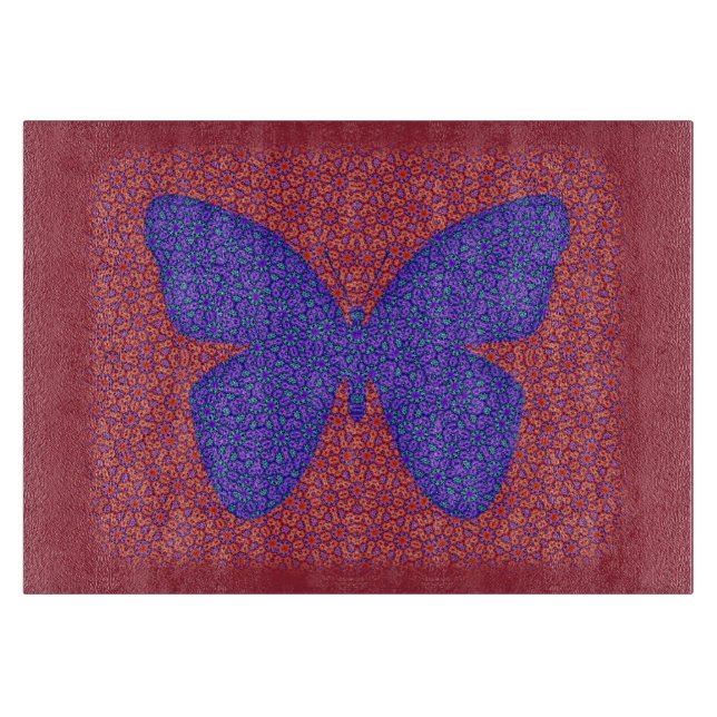 Purple and Red Butterfly Cutting Board (Front)