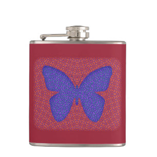 Purple and Red Butterfly Hip Flask