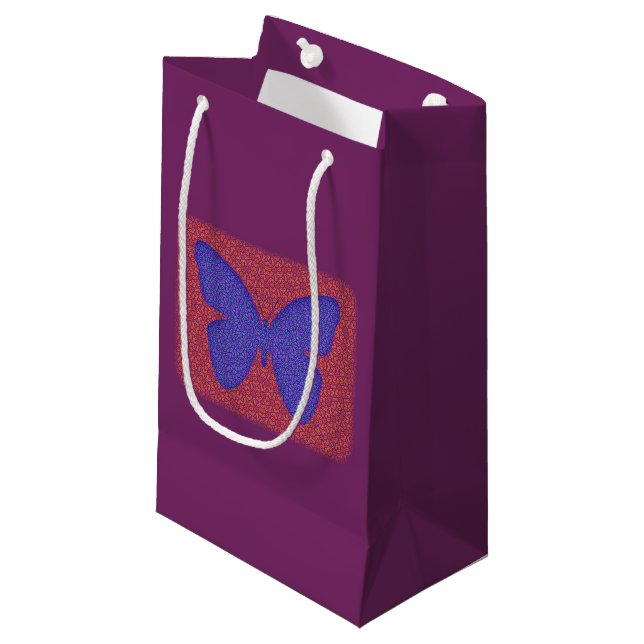 Purple and Red Butterfly Small Gift Bag (Front Angled)