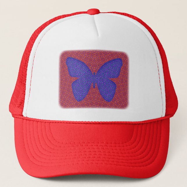 Purple and Red Butterfly Trucker Hat (Front)