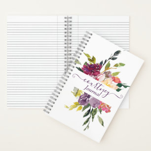 Purple and red floral personalised journal