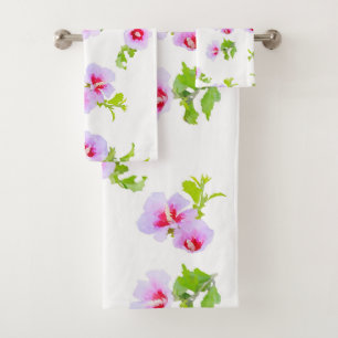 Purple And Red Flowers Bath Towel Set