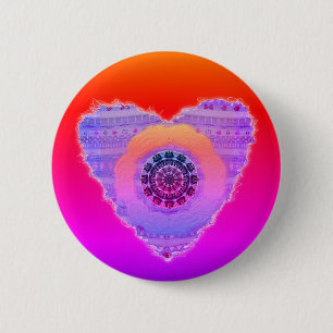 Purple and Red Glowing Hearts Pattern 6 Cm Round Badge