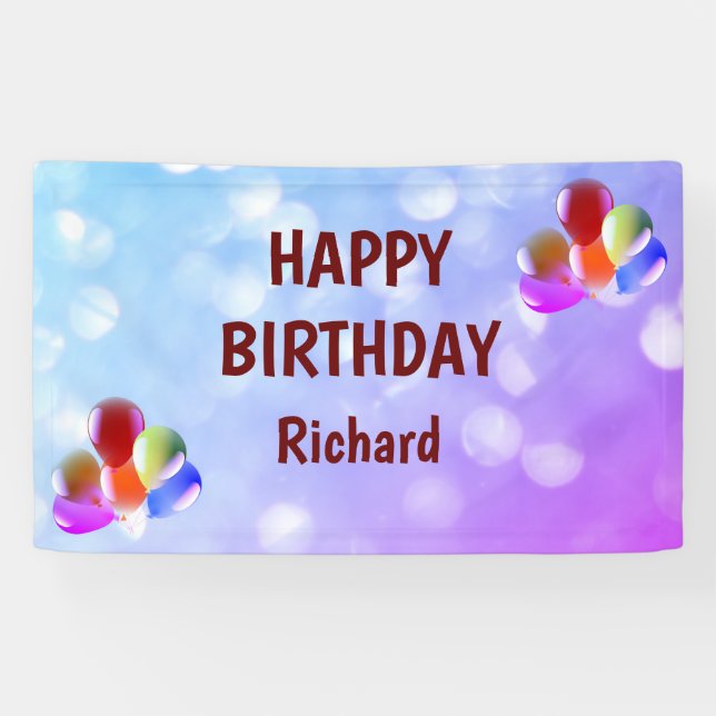Purple  and Red Happy Birthday Banner (Horizontal)
