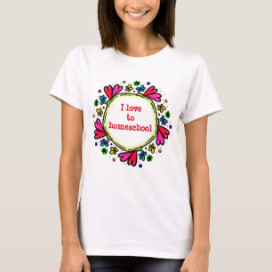 Purple and Red Hearts I love to Homeschool T-Shirt
