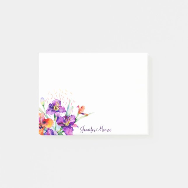 Purple and red Iris personalised Post-it Notes (Front)