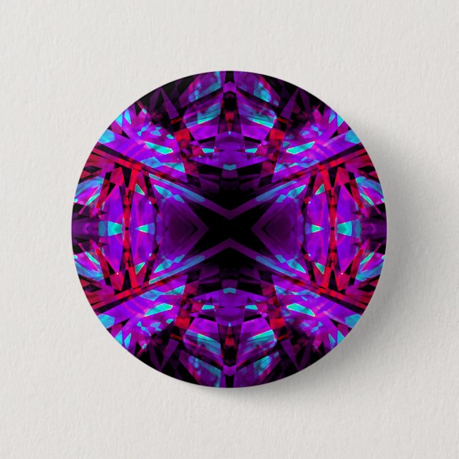 Purple and red kaleidoscope pattern 6 cm round badge (Front)