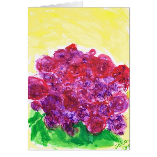 Purple and red roses card