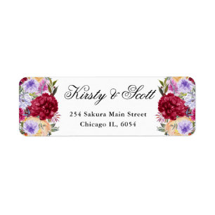 Purple and Red Summer Flowers address Return Address Label