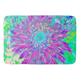 Purple and Robin's Egg Blue Decorative Dahlia Bath Mat